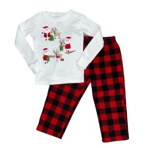 Carter’s Christmas Pajama Set 4T Fleece | Santa Reindeer Pajama Set 4T Red White